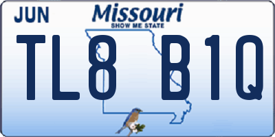 MO license plate TL8B1Q