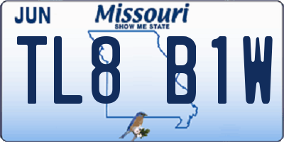 MO license plate TL8B1W