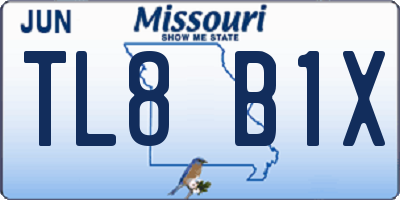 MO license plate TL8B1X