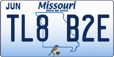MO license plate TL8B2E