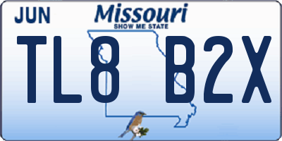 MO license plate TL8B2X