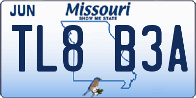 MO license plate TL8B3A