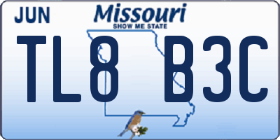 MO license plate TL8B3C