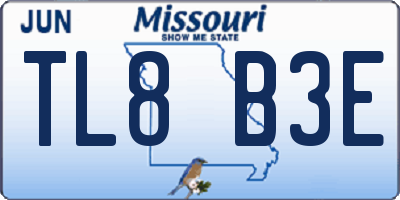 MO license plate TL8B3E