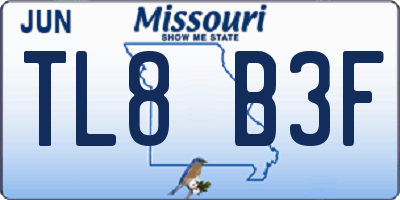 MO license plate TL8B3F
