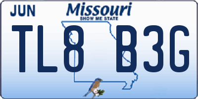 MO license plate TL8B3G