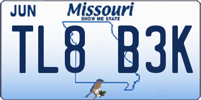 MO license plate TL8B3K