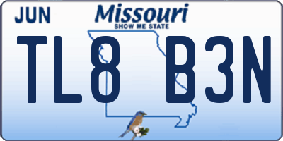 MO license plate TL8B3N