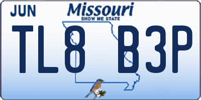 MO license plate TL8B3P