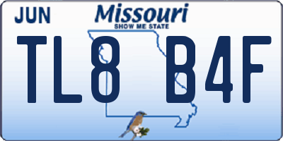MO license plate TL8B4F