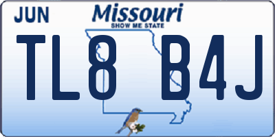 MO license plate TL8B4J