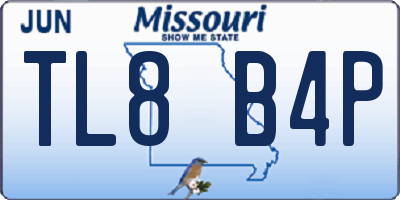 MO license plate TL8B4P