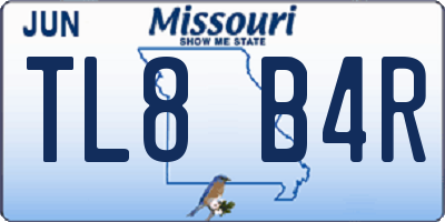 MO license plate TL8B4R