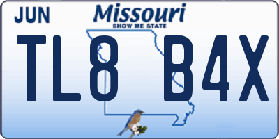 MO license plate TL8B4X