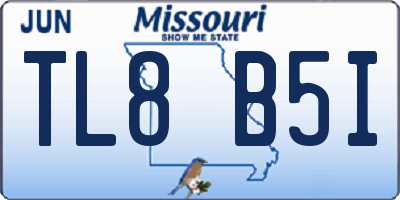 MO license plate TL8B5I