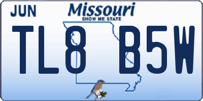 MO license plate TL8B5W