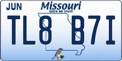 MO license plate TL8B7I