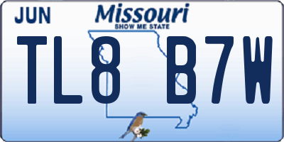 MO license plate TL8B7W