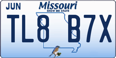 MO license plate TL8B7X