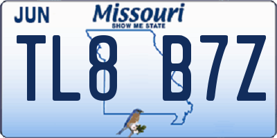 MO license plate TL8B7Z