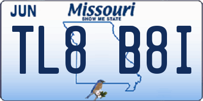MO license plate TL8B8I