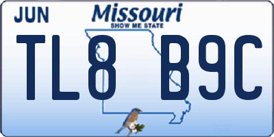 MO license plate TL8B9C