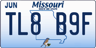 MO license plate TL8B9F