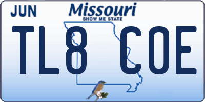 MO license plate TL8C0E