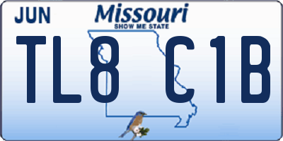 MO license plate TL8C1B