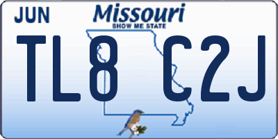 MO license plate TL8C2J