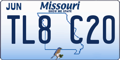 MO license plate TL8C2O