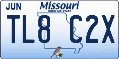 MO license plate TL8C2X