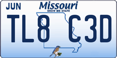 MO license plate TL8C3D