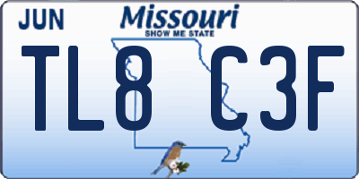 MO license plate TL8C3F
