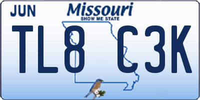 MO license plate TL8C3K