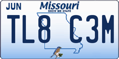 MO license plate TL8C3M