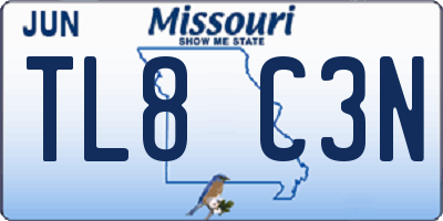 MO license plate TL8C3N