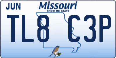 MO license plate TL8C3P