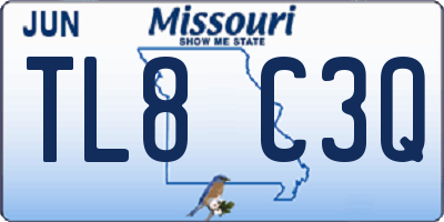 MO license plate TL8C3Q