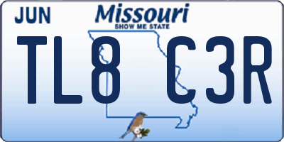 MO license plate TL8C3R