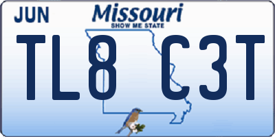 MO license plate TL8C3T