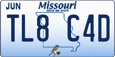 MO license plate TL8C4D