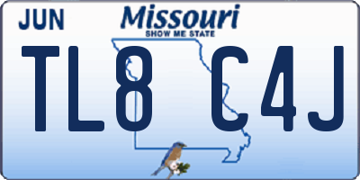MO license plate TL8C4J