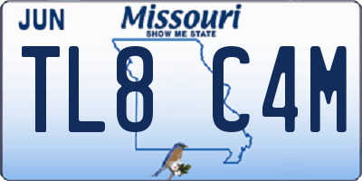 MO license plate TL8C4M