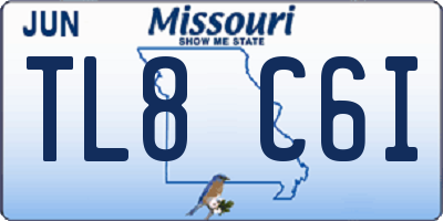 MO license plate TL8C6I