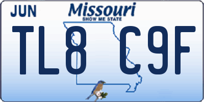 MO license plate TL8C9F