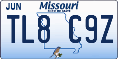 MO license plate TL8C9Z