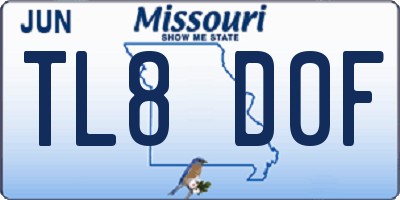 MO license plate TL8D0F