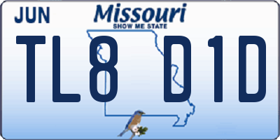 MO license plate TL8D1D