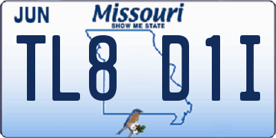 MO license plate TL8D1I